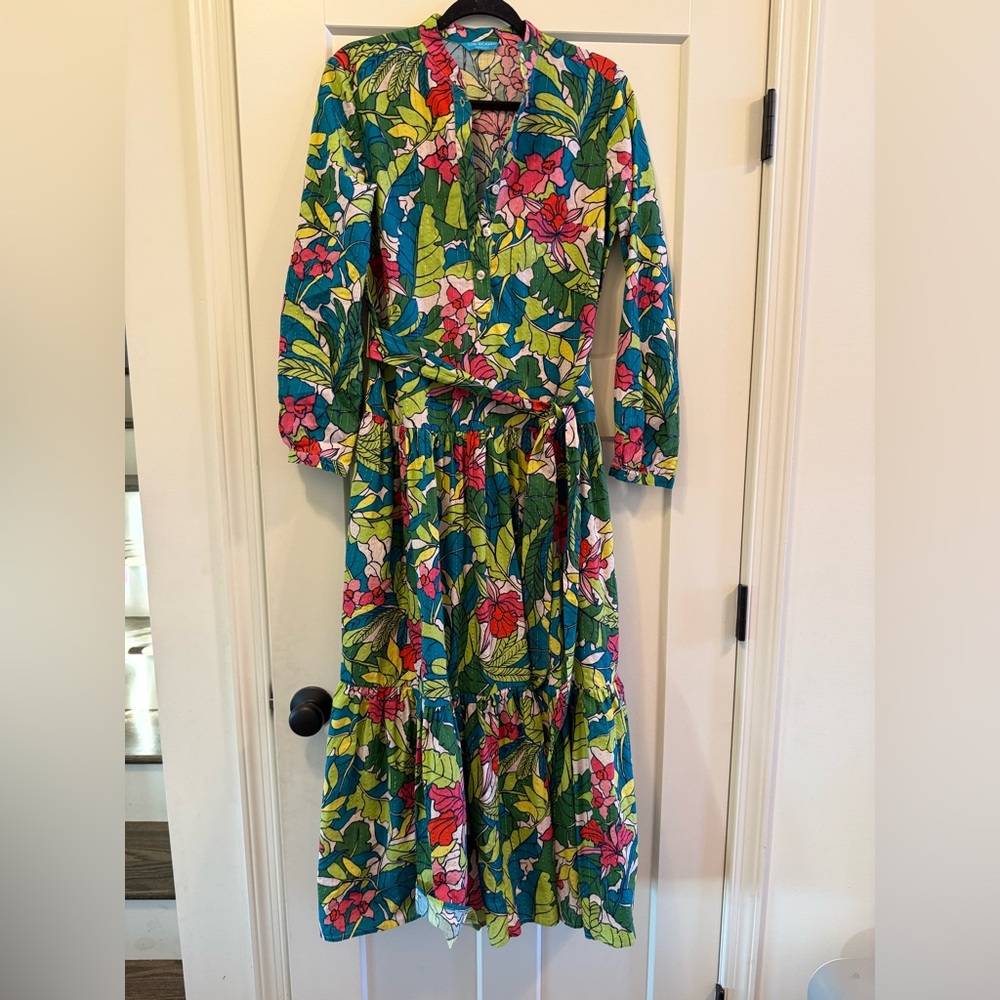 Tori Richard Floral Button-Up Shirt in Teal, Pink & Lime